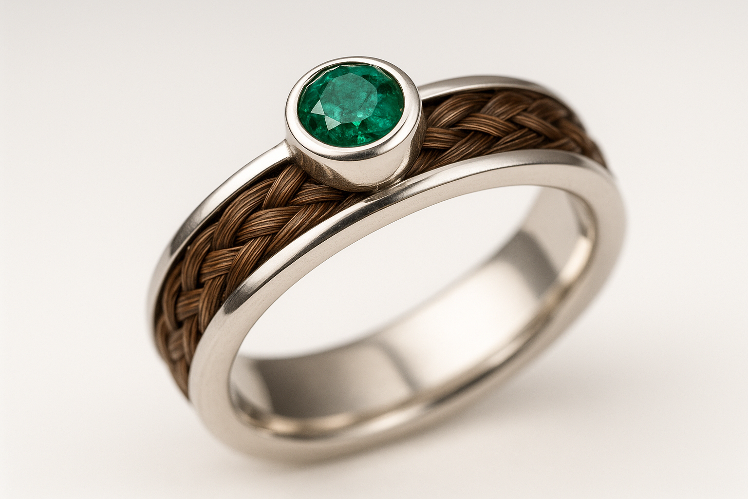Ring mit Pferdehaar und Smaragd