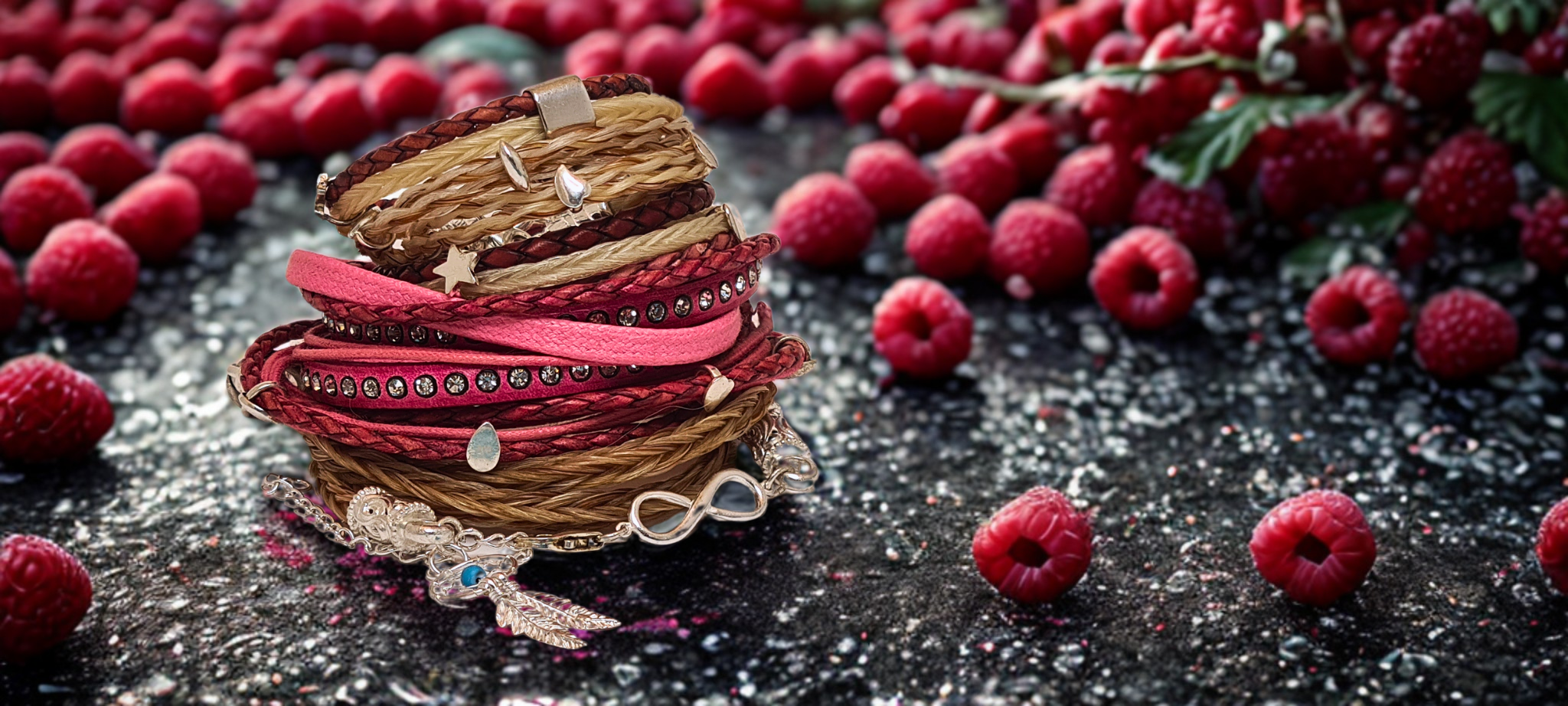 Wickelarmband für Kinder 6-14 Jahre mit passenden Charms in gemeinsamer Geschenkbox - Pferdehaararmband - Schweifhaarschmuck Cavallin