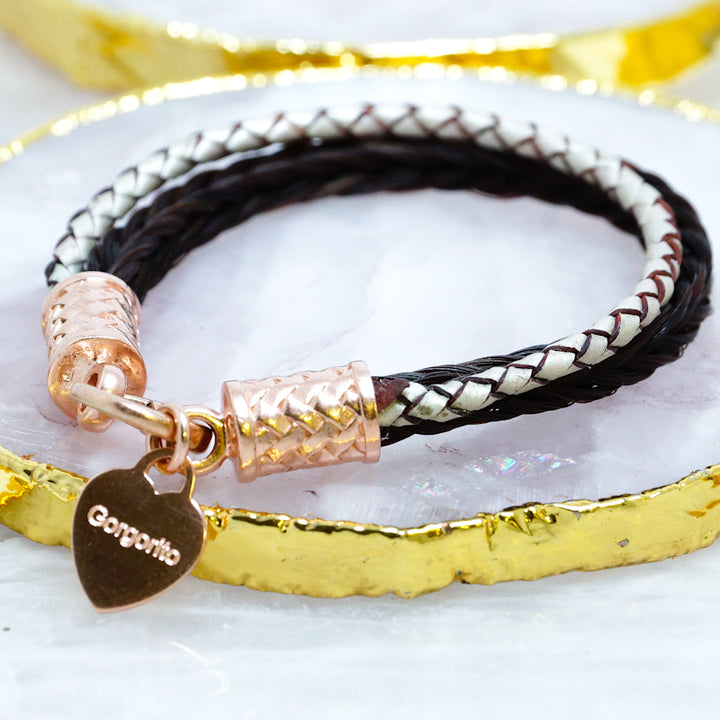 Exquisites Steinbesetztes Armband aus Rosequarz mit Rosegoldenen Herzanhäng