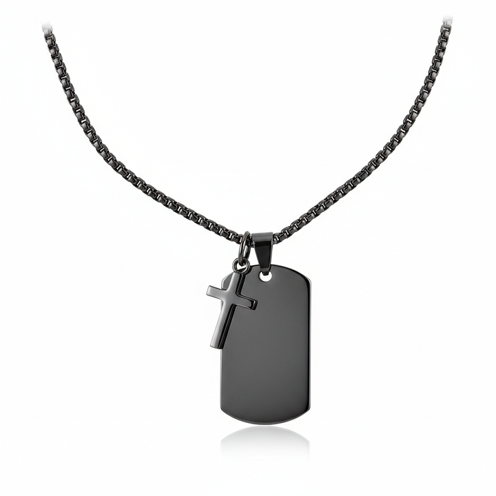 Stahlkette mit Dog Tag und Kreuz
