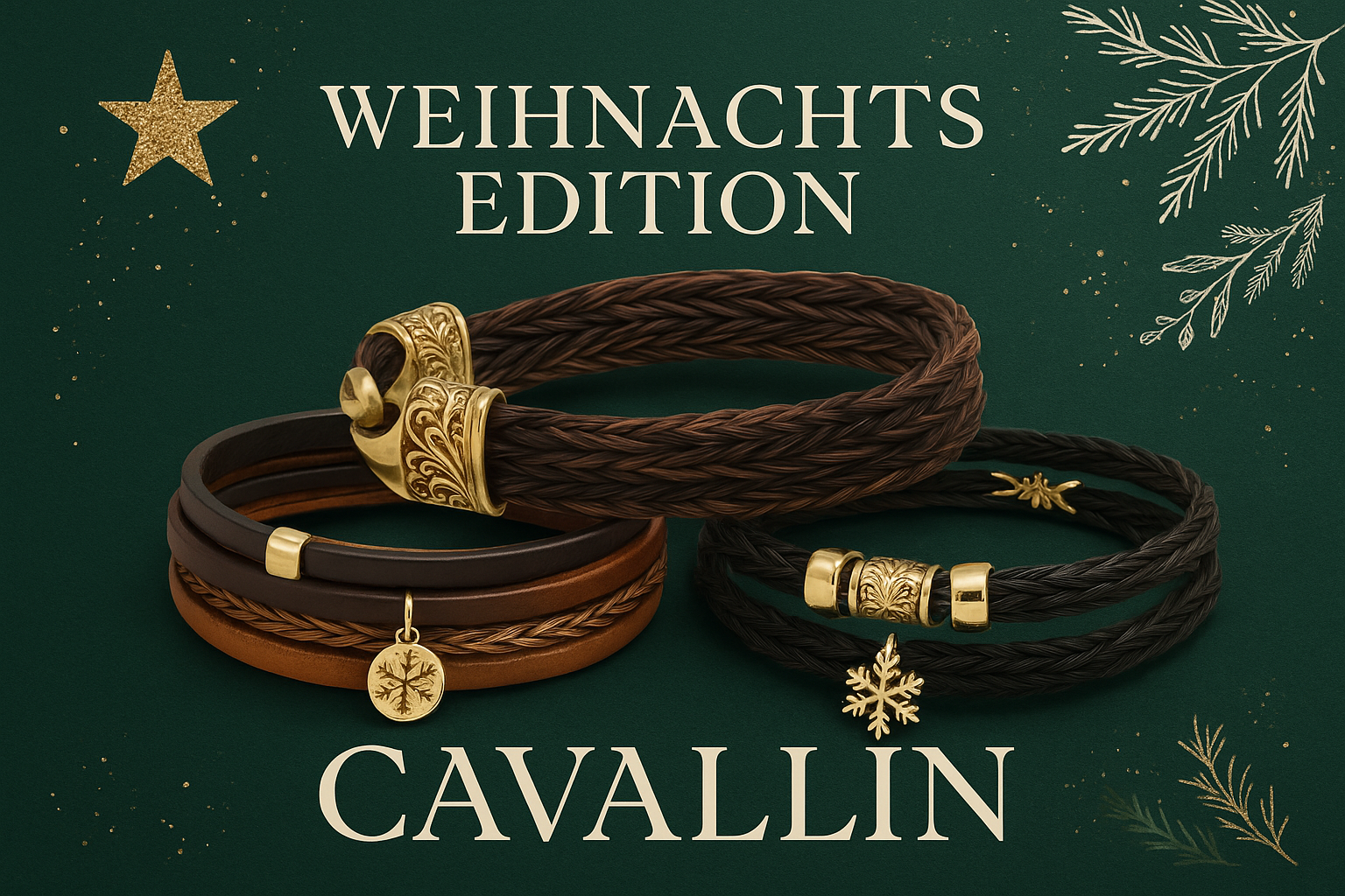 Pferdehaararmband Cavallin -Werbung-Zirkonia Pferdehaararmband-Weihnachts Edition Banner