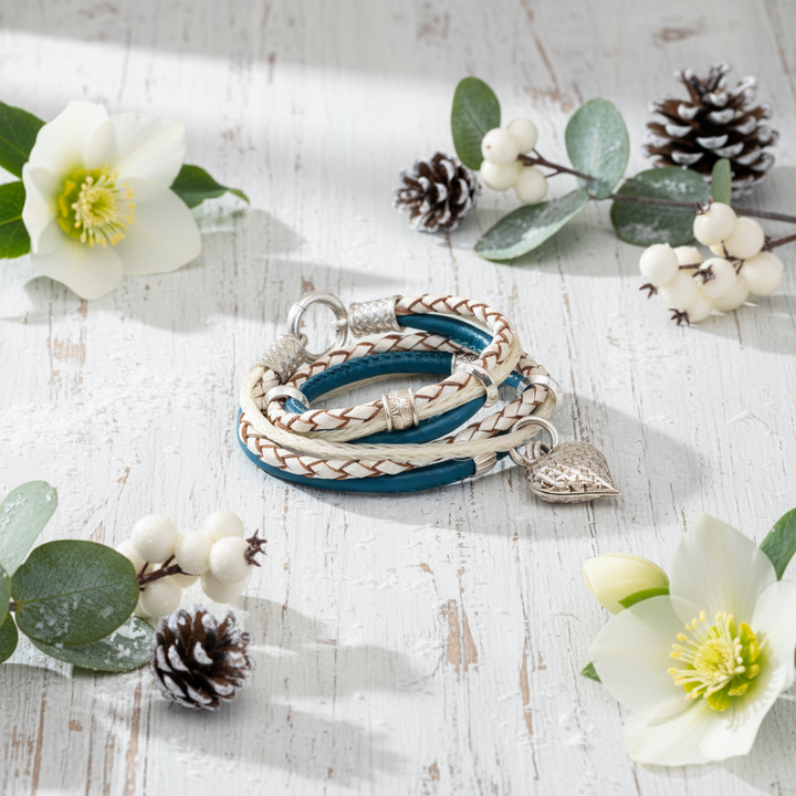 Weihnachtsfoto Wickelarmband Blau