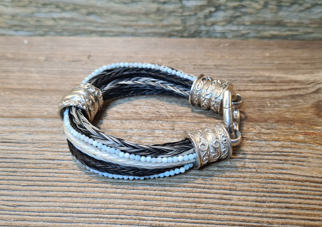 Pferdehaararmband mit Larimarbeads