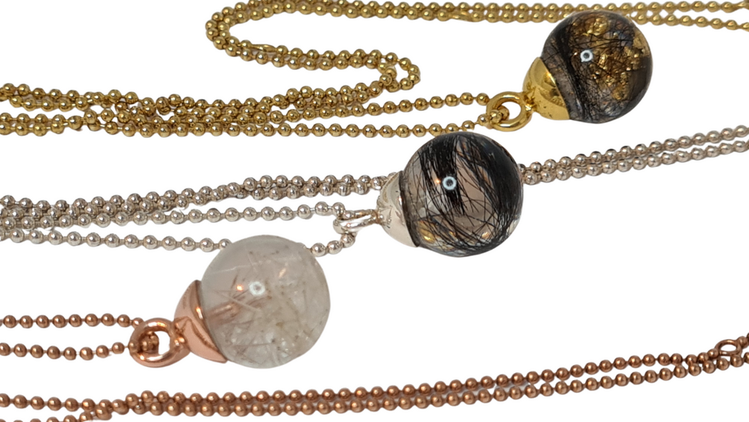 Anhänger aus Epoxy mit Pferdehaar Vergoldet- Gelbgold-rosegold oder Silber