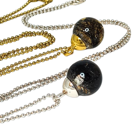 Anhänger aus Epoxy mit Pferdehaar Vergoldet- Gelbgold-rosegold oder Silber