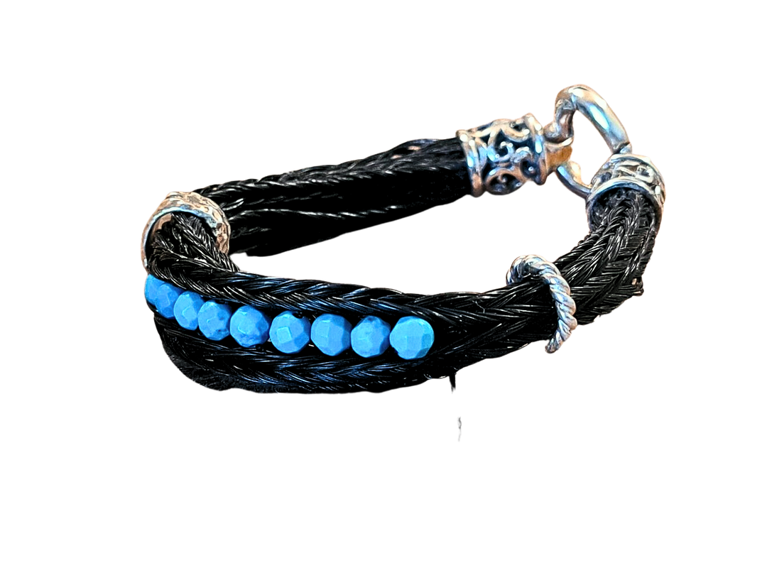 Pferdehaararmband mit blauen Beads