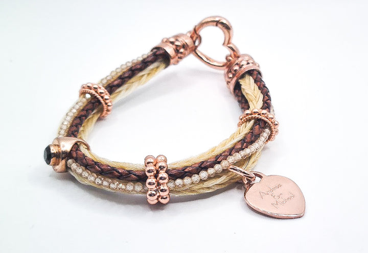 Horsehair bracelet with zircon beads