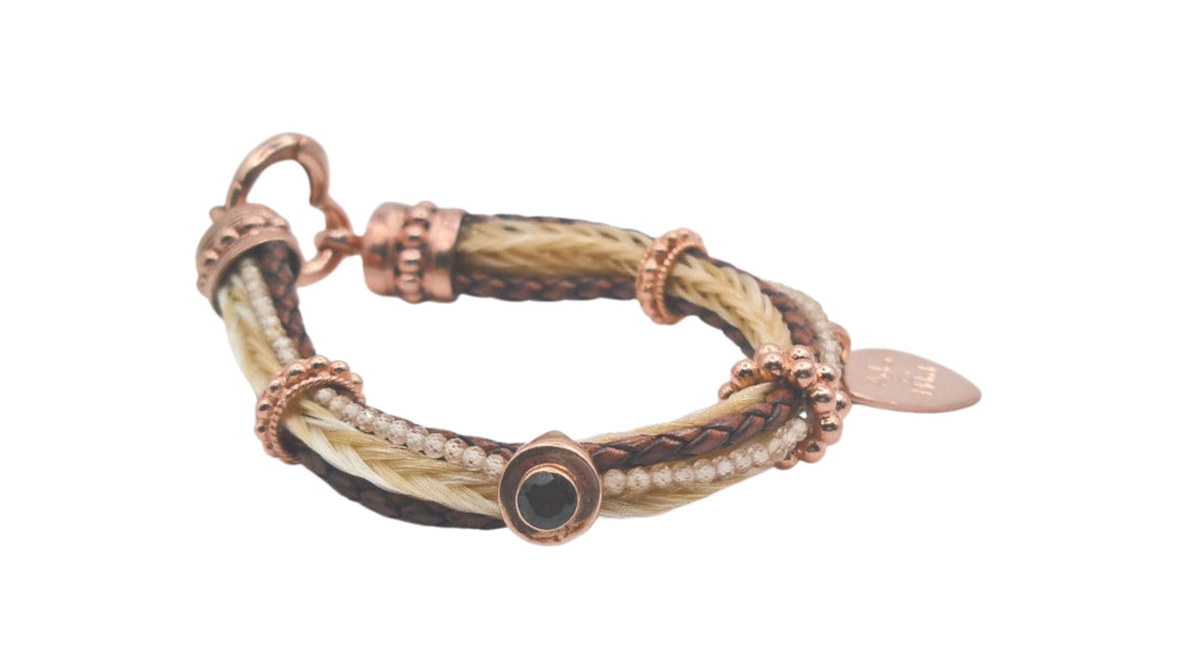 Horsehair bracelet with zircon beads