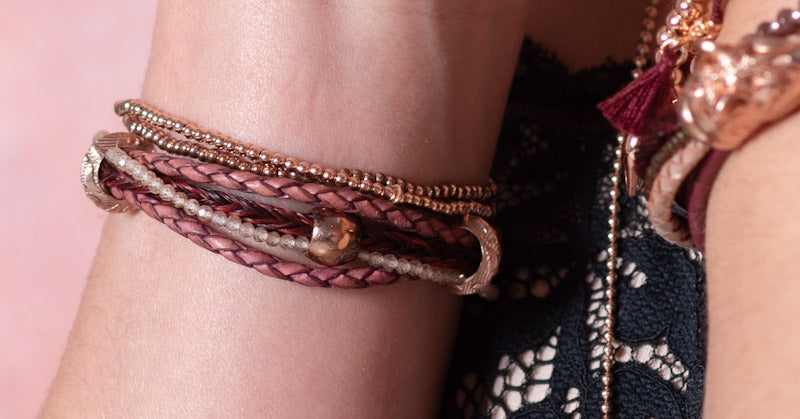 Schmuck aus Pferdehaar mit Zirkonia und Roségold vergoldeten Endkappen  XS: 15cm