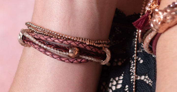 Schmuck aus Pferdehaar mit Zirkonia und Roségold vergoldeten Endkappen  XS: 15cm