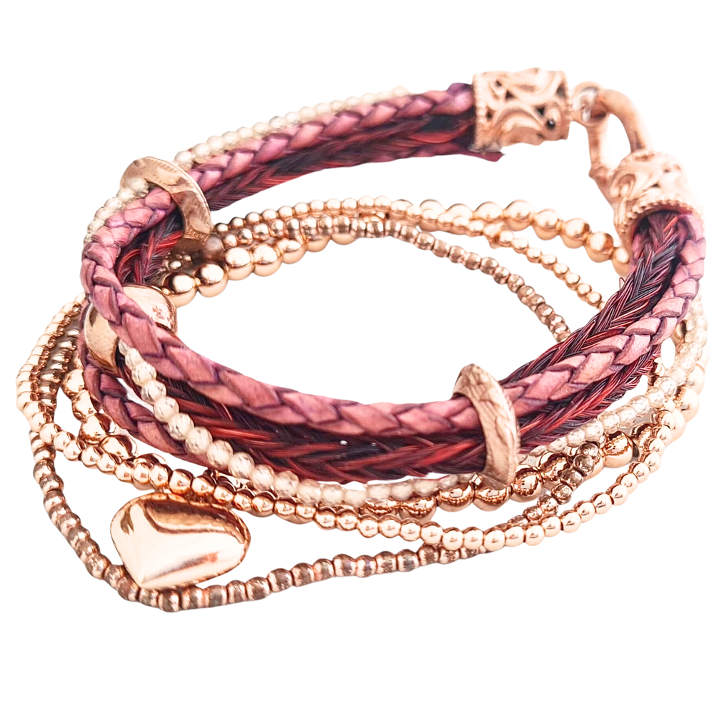 Schmuck aus Pferdehaar mit Zirkonia und Roségold vergoldeten Endkappen 