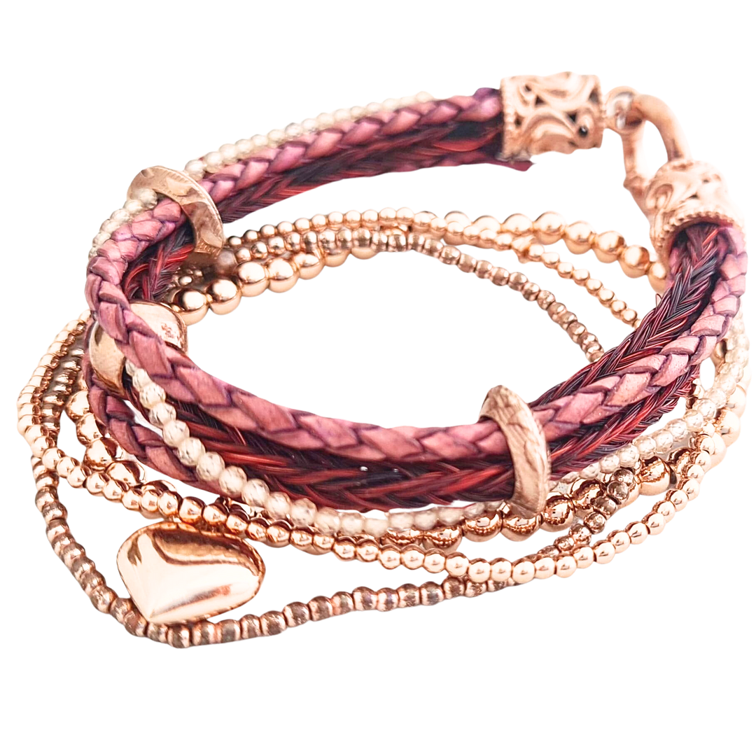 Schmuck aus Pferdehaar mit Zirkonia und Roségold vergoldeten Endkappen 