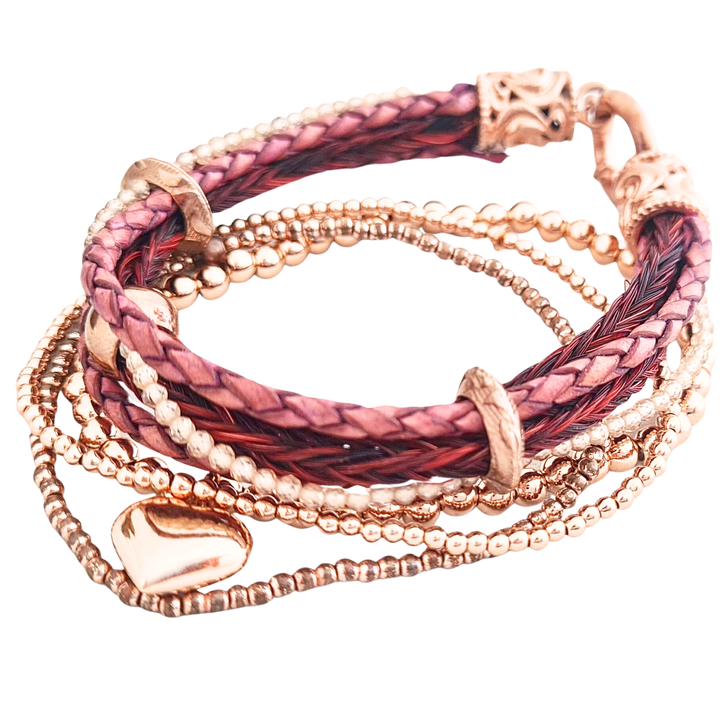 Schmuck aus Pferdehaar mit Zirkonia und Roségold vergoldeten Endkappen 